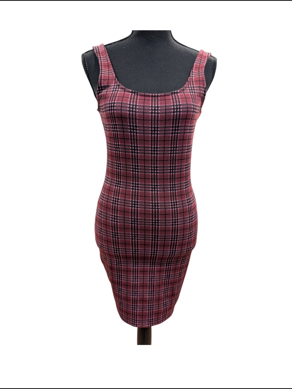 Forever 21 Pink Plaid Sleeveless Bodycon Dress S